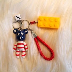Popobe big size bear keychain with Lego brick